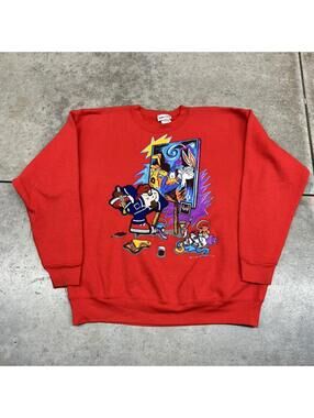 vintage looney tunes painting taz devil bugs bunny cartoon network crewneck